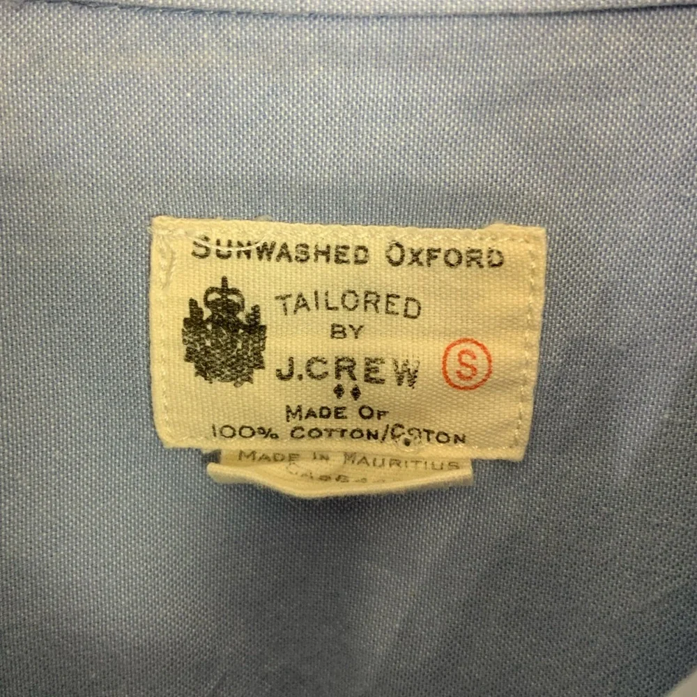 J. Crew Sz Small Blue Colorblock Sunwashed Oxford Button Down Short Sleeve Shirt